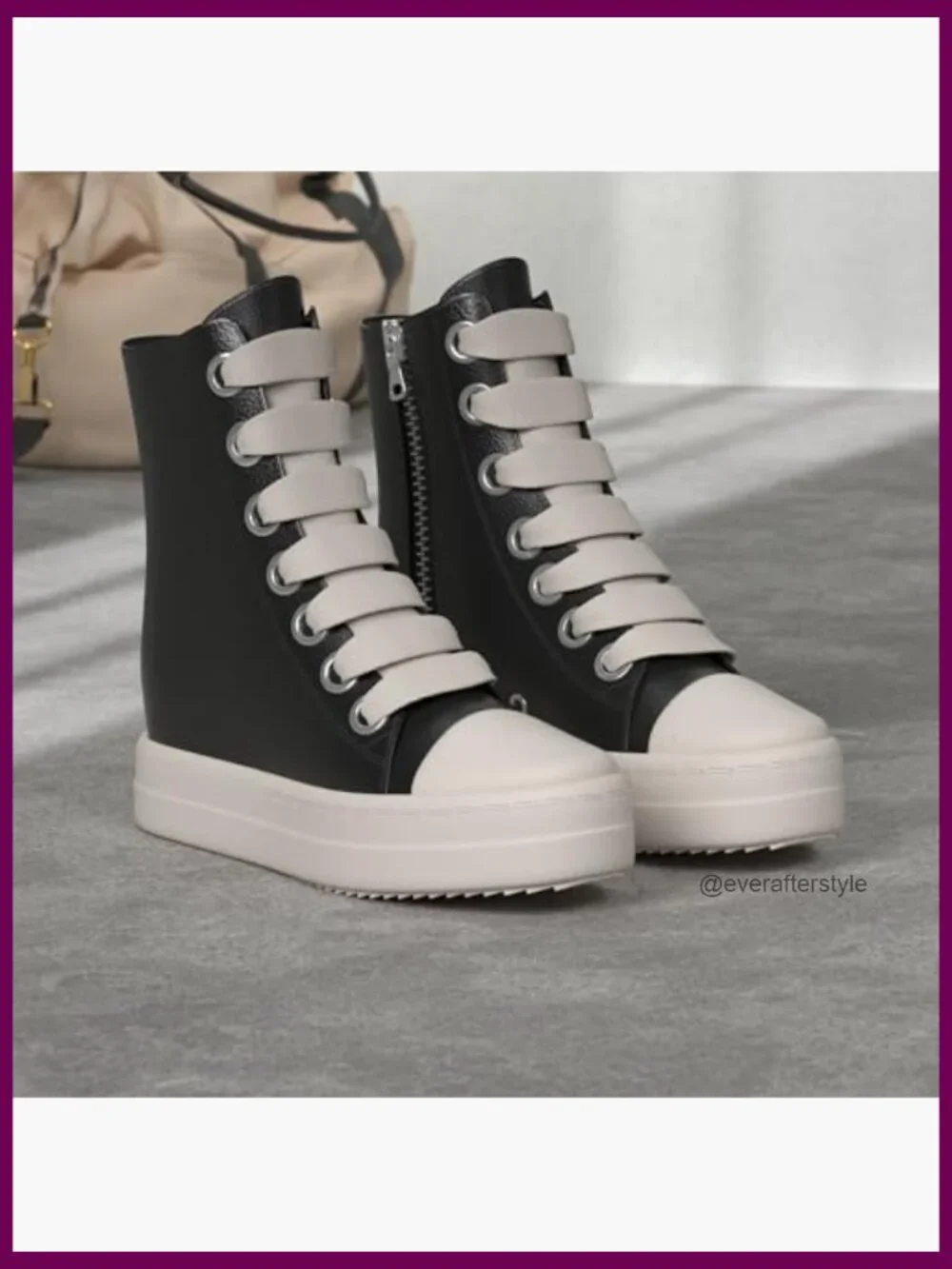 PU Leather High Top Platform Sneakers with Zipper - Comfort Walking Shoes